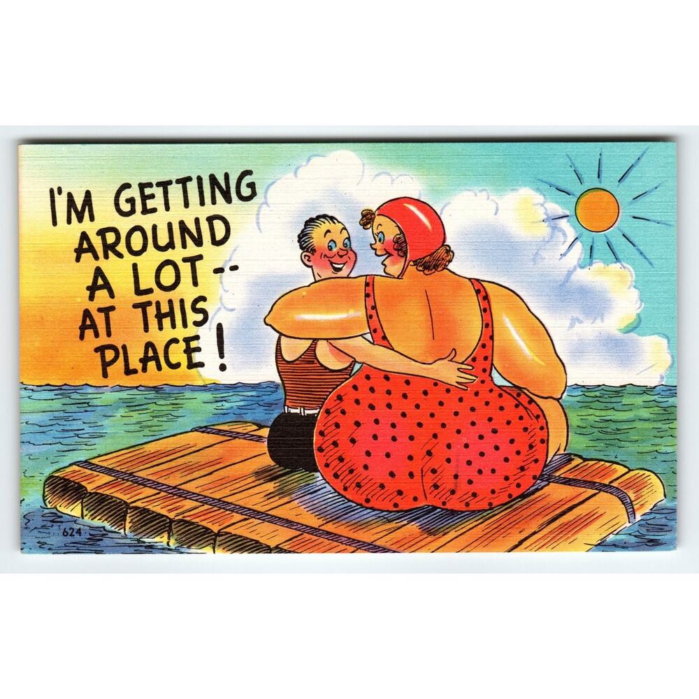 Vintage Linen Comic Postcard I'm Getting Around a Lot 1950s Humor